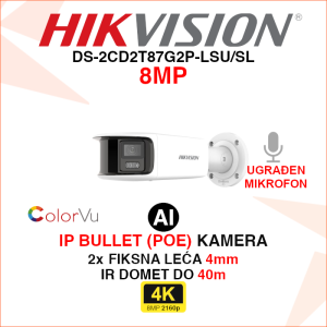 DS-2CD2T87G2P-LSU/SL Hikvision 4K IP kamera