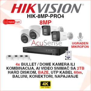 HIK-8MP-PRO4 Hikvision 4K komplet