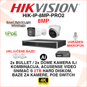 HIK-IP-8MP-PRO2 Hikvision 4K set sa 2 POE kamere