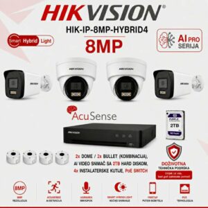 HIK-IP-8MP-HYBRID4 HIKVISION 4K POE SET SA 4 KAMERE