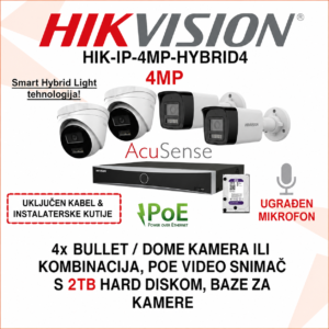 Hikvision IP PoE set s 4 kamere HIK-IP-4MP-HYBRID4