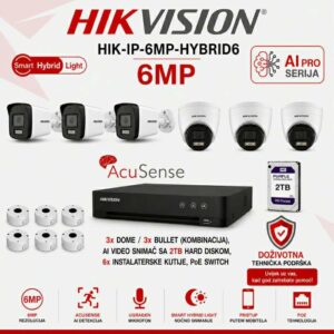 HIK-IP-6MP-HYBRID6 HIKVISION IP POE SET SA 6 KAMERA