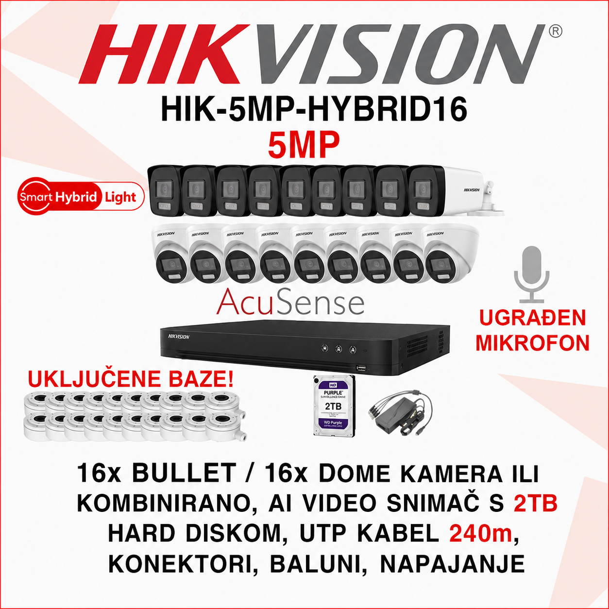 HIK-5MP-HYBRID16 HIK-5MP-HYBRID16 Hikvision set sa 16 kamera