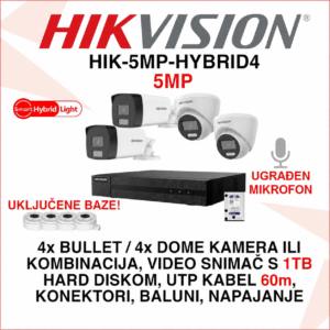 HIK-5MP-HYBRID4 Hikvision set sa 4 kamere