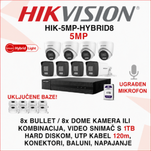HIK-5MP-HYBRID8 Hikvision set sa 8 kamera