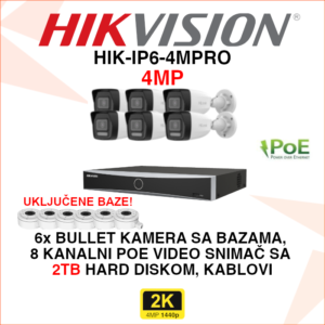 HIK-IP6-4MPRO HIKVISION IP POE SET S 6 KAMERA
