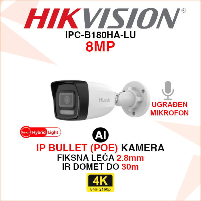 IPC-B180HA-LU IPC-B180HA-LU Hikvision 4K AI IP kamera