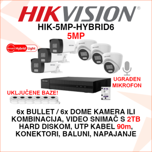 HIK-5MP-HYBRID6 Hikvision set sa 6 kamera