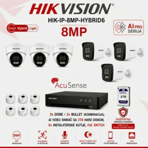 HIK-IP-8MP-HYBRID6 Hikvision 4K set sa 6 kamera