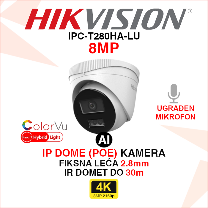 IPC-T280HA-LU IPC-T280HA-LU Hikvision 4K IP kamera