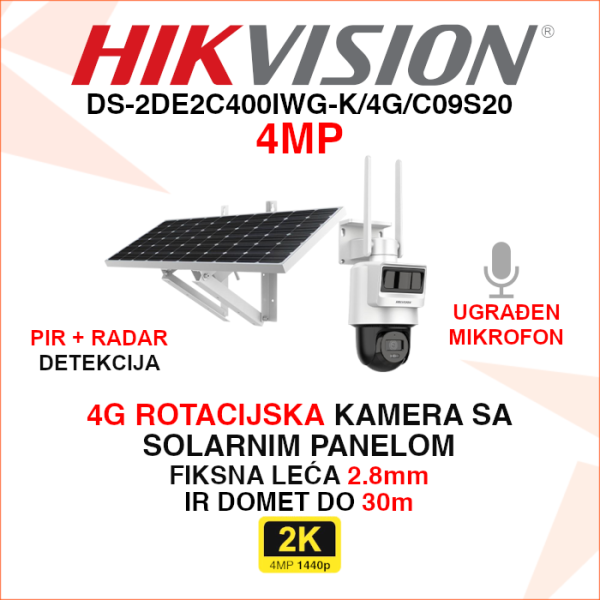 DS-2DE2C400IWG-K/4G/C09S20 Hikvision 4G kamera