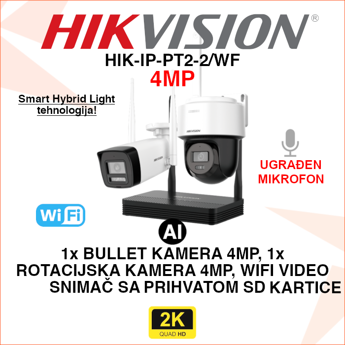 HIK-IP-PT2-2/WF HIK-IP-PT2-2/WF Hikvision WiFi set sa 2 kamere