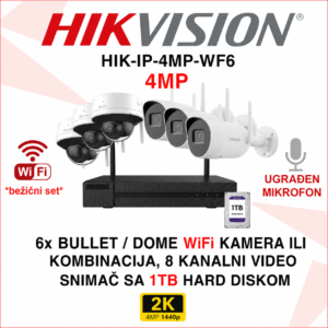 HIK-IP-4MP-WF6 Hikvision WiFi set sa 6 kamera