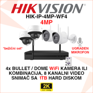 HIK-IP-4MP-WF4 Hikvision WiFi set sa 4 kamere