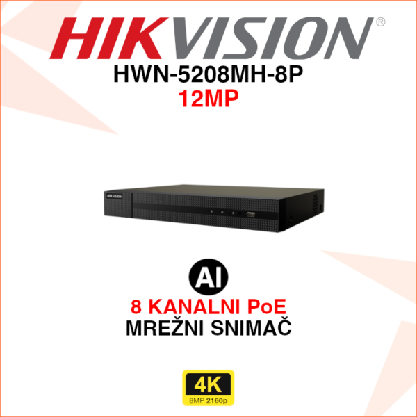 HWN-5208MH-8P Hikvision PoE mrežni snimač