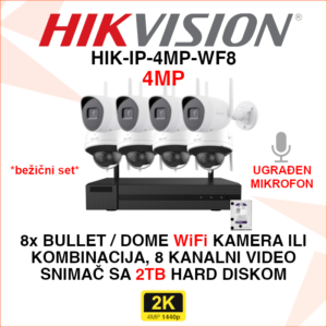 HIK-IP-4MP-WF8 Hikvision WiFi set sa 8 kamera