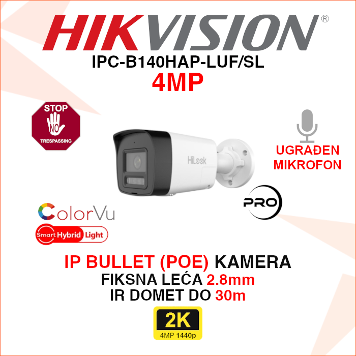IPC-B140HAP-LUF/SL IPC-B140HAP-LUF/SL Hikvision IP kamera 4MP