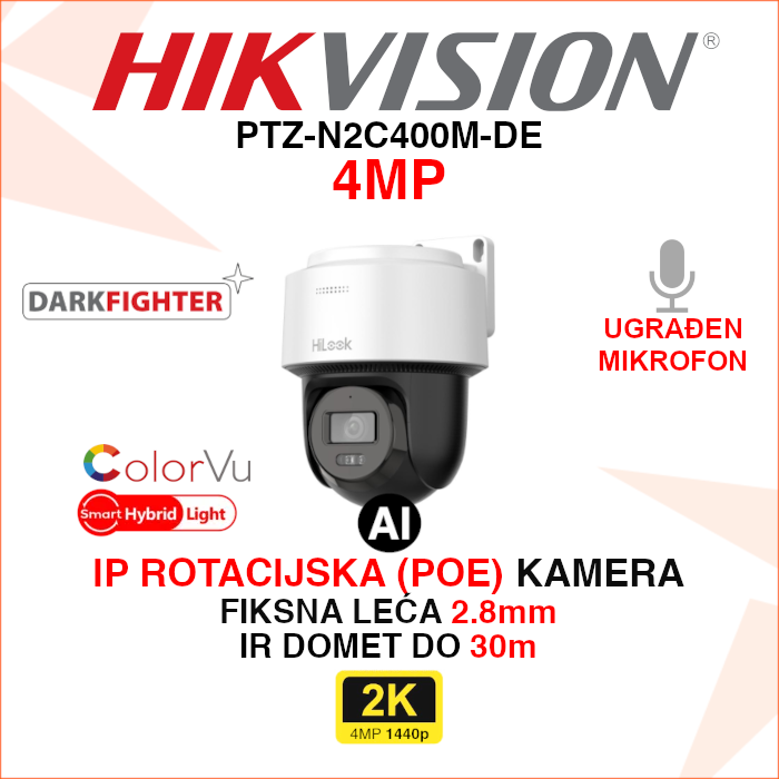 PTZ-N2C400M-DE PTZ-N2C400M-DE Hikvision IP PT kamera 4MP