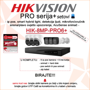 HIK-8MP-PRO6+ Hikvision PRO IP PoE set sa 6 kamera