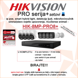 HIK-8MP-PRO8+ Hikvision PRO IP PoE set sa 8 kamera