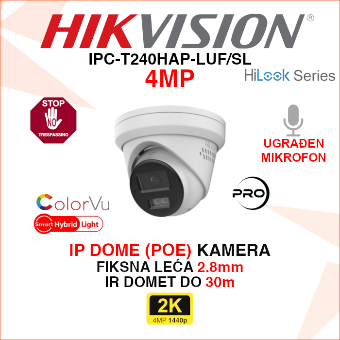 IPC-T240HAP-LUF/SL IPC-T240HAP-LUF/SL Hikvision IP kamera 4MP