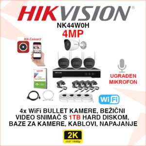 NK44W0H Hikvision WiFi set sa 4 kamere Plug&Play
