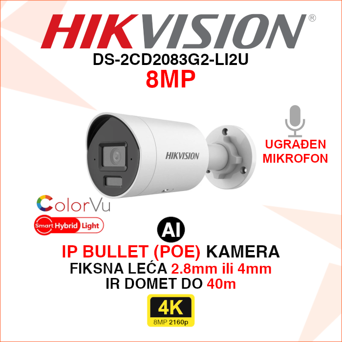 DS-2CD2083G2-LI2U DS-2CD2083G2-LI2U Hikvision IP kamera 8MP