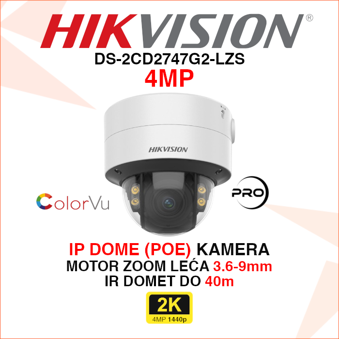 DS-2CD2747G2-LZS DS-2CD2747G2-LZS Hikvision IP kamera 4MP 3.6-9mm