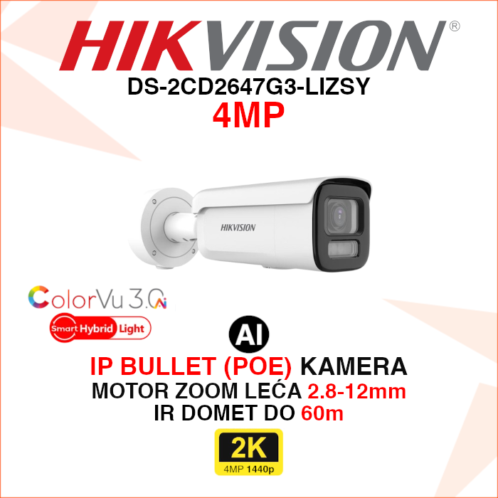 DS-2CD2647G3-LIZSY DS-2CD2647G3-LIZSY Hikvision IP kamera 4MP 2.8-12mm