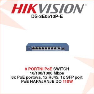 DS-3E0510P-E Hikvision 8 portni PoE switch